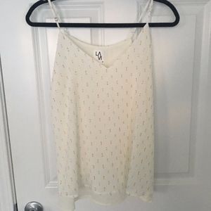 Gold Silver Cream v-neck top  Size XL